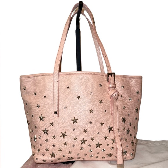 Jimmy Choo Sasha S Star Studded Blush Pink Metallic Tote Bag (EUC) w/ Dustbag - Picture 3 of 16